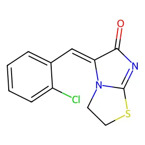 (5E)-5-[(2-chlorophenyl)methylidene]-2,3-dihydroimidazo[2,1-b][1,3]thiazol-6-one structure