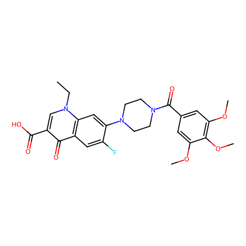 1-ethyl-6-fluoro-4-oxo-7-[4-(3,4,5-trimethoxybenzoyl)piperazin-1-yl]quinoline-3-carboxylic Acid structure