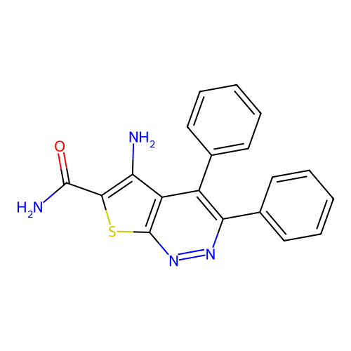 5-Amino-3,4-diphenylthieno[2,3-c]pyridazine-6-carboxamide structure