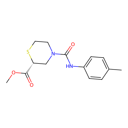 Methyl (R)-4-(p-tolylcarbamoyl)thiomorpholine-2-carboxylate structure
