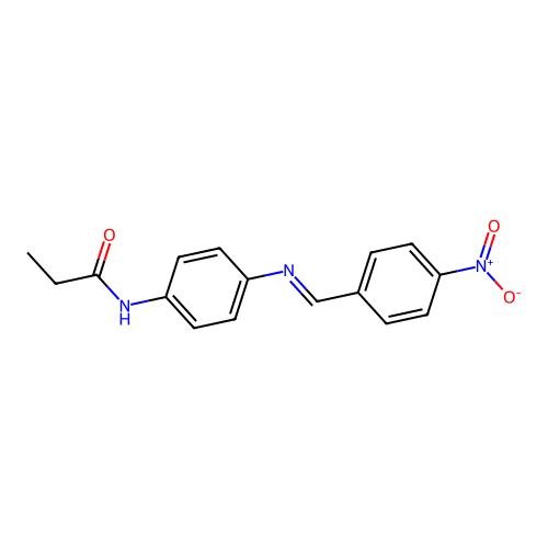 N-[4-({4-nitrobenzylidene}amino)phenyl]propanamide structure
