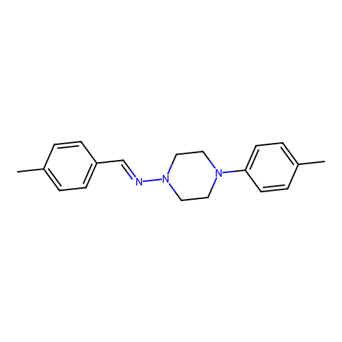 (E)-N-(4-methylbenzylidene)-4-(p-tolyl)piperazin-1-amine structure