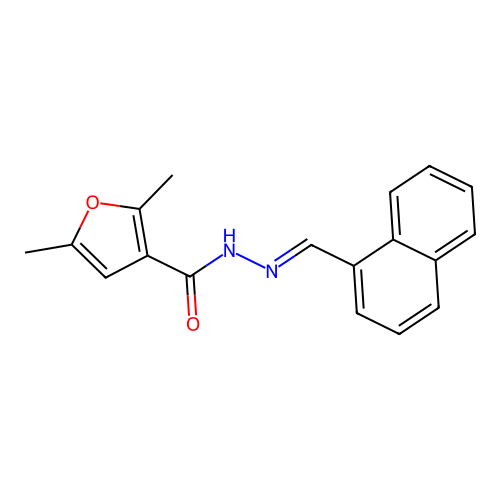 2,5-dimethyl-N-[(E)-naphthalen-1-ylmethylideneamino]furan-3-carboxamide structure