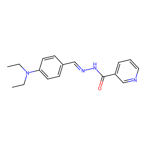 N-[(E)-[4-(diethylamino)phenyl]methylideneamino]pyridine-3-carboxamide structure