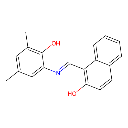 1-{(E)-[(2-hydroxy-3,5-dimethylphenyl)imino]methyl}naphthalen-2-ol structure