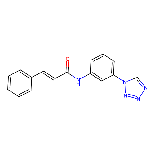 (2E)-3-phenyl-N-[3-(1H-tetrazol-1-yl)phenyl]prop-2-enamide structure