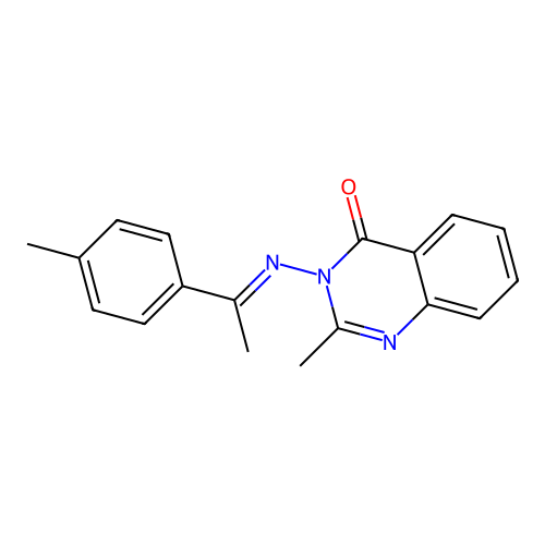 (E)-2-methyl-3-((1-(p-tolyl)ethylidene)amino)quinazolin-4(3H)-one structure
