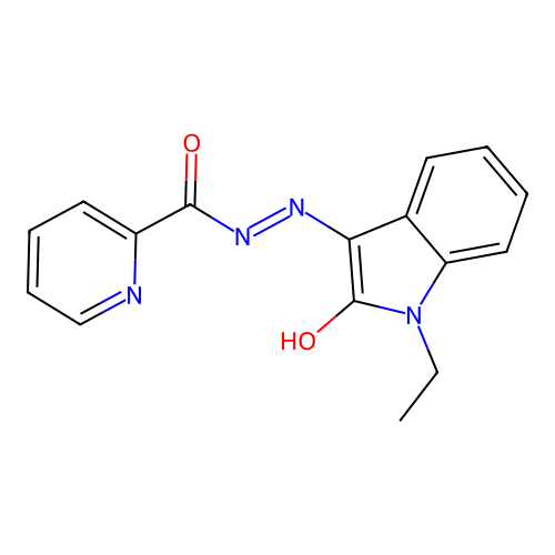 N'-[(3Z)-1-ethyl-2-oxo-1,2-dihydro-3H-indol-3-ylidene]pyridine-2-carbohydrazide structure