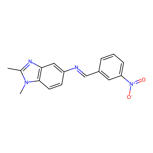 1,2-dimethyl-N-[(E)-(3-nitrophenyl)methylidene]-1H-benzimidazol-5-amine structure