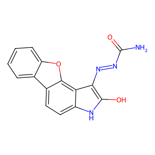 (Z)-2-(2-oxo-2,3-dihydro-1H-benzofuro[2,3-e]indol-1-ylidene)hydrazinecarboxamide structure