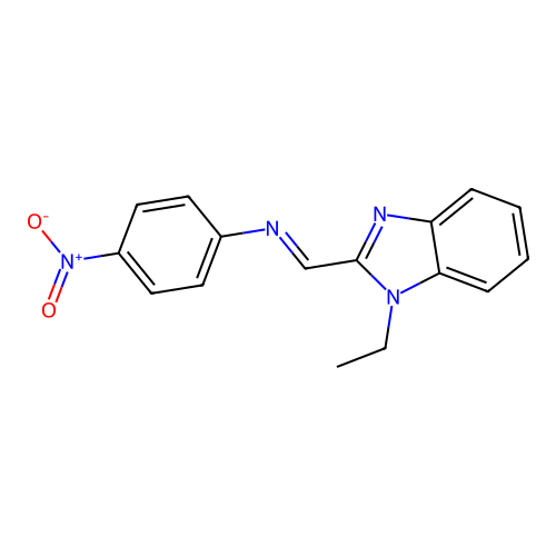 N-[(E)-(1-ethyl-1H-benzimidazol-2-yl)methylidene]-4-nitroaniline structure