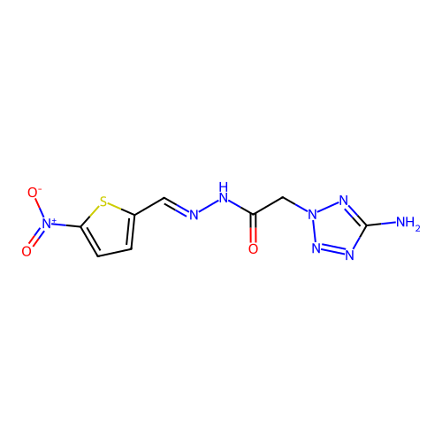 (E)-2-(5-amino-2H-tetrazol-2-yl)-N'-((5-nitrothiophen-2-yl)methylene)acetohydrazide structure