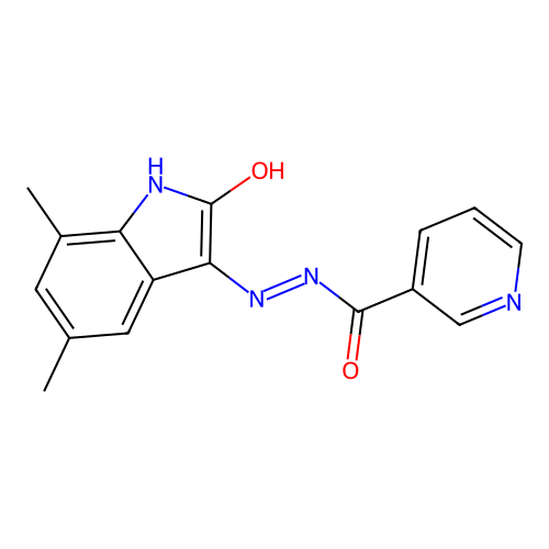 N'-(5,7-dimethyl-2-oxoindol-3-yl)pyridine-3-carbohydrazide structure