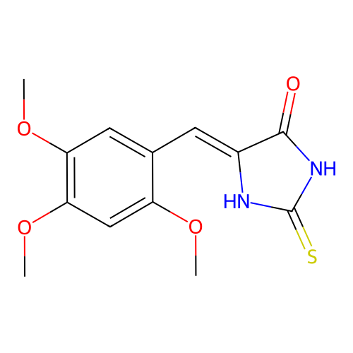 (5Z)-2-sulfanylidene-5-[(2,4,5-trimethoxyphenyl)methylidene]imidazolidin-4-one structure
