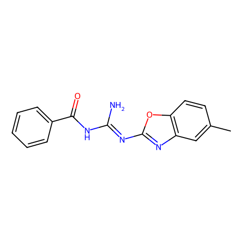(E)-N-(amino((5-methylbenzo[d]oxazol-2-yl)amino)methylene)benzamide structure