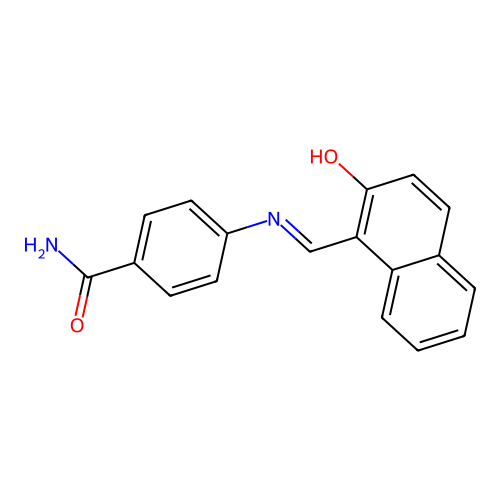 4-{[(2-Hydroxy-1-naphthyl)methylene]amino}benzamide structure
