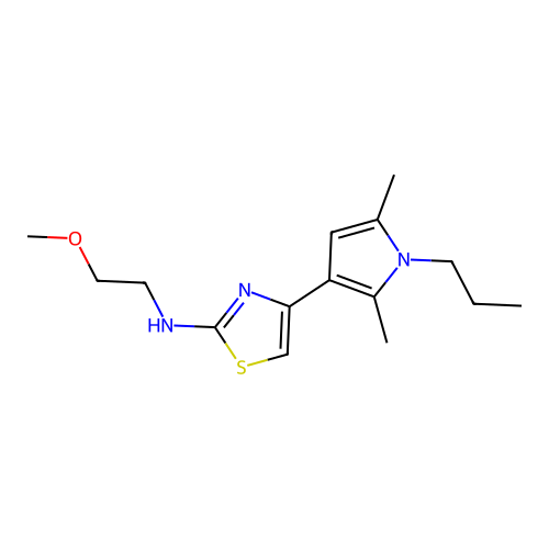 4-(2,5-dimethyl-1-propyl-1H-pyrrol-3-yl)-N-(2-methoxyethyl)-1,3-thiazol-2-amine structure