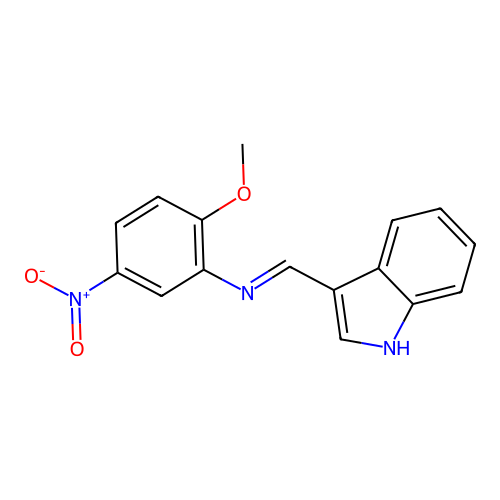 3-[({5-nitro-2-methoxyphenyl}imino)methyl]-1H-indole structure