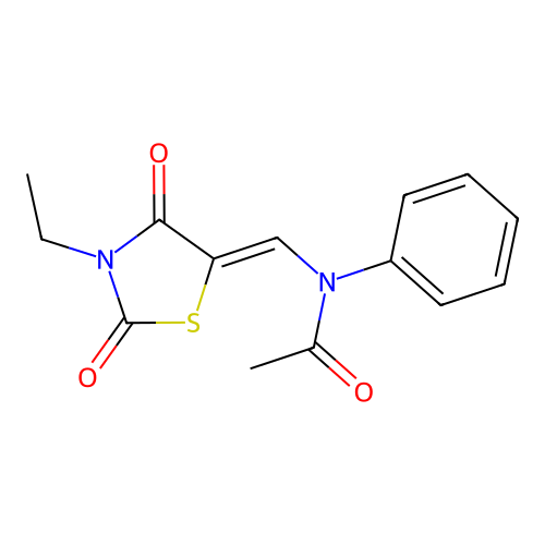 N-[(Z)-(3-ethyl-2,4-dioxo-1,3-thiazolidin-5-ylidene)methyl]-N-phenylacetamide structure