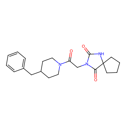 3-(2-(4-Benzylpiperidin-1-yl)-2-oxoethyl)-1,3-diazaspiro[4.4]nonane-2,4-dione structure