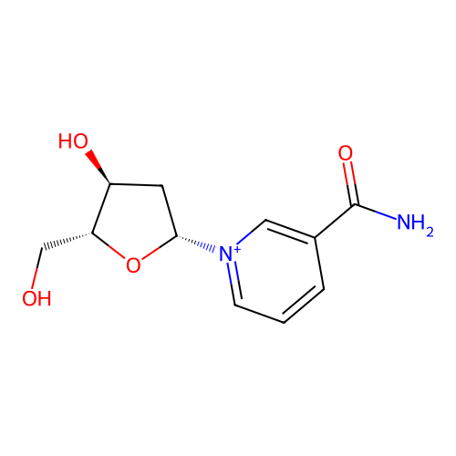 3-(Aminocarbonyl)-1-(2-deoxy-|A-D-erythro-pentofuranosyl)pyridinium structure
