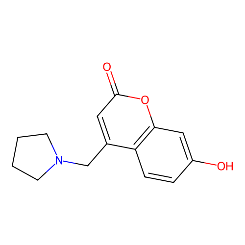7-hydroxy-4-(pyrrolidin-1-ylmethyl)-2H-chromen-2-one structure