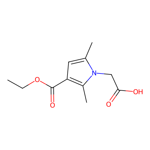 [3-(ethoxycarbonyl)-2,5-dimethyl-1H-pyrrol-1-yl]acetic acid structure