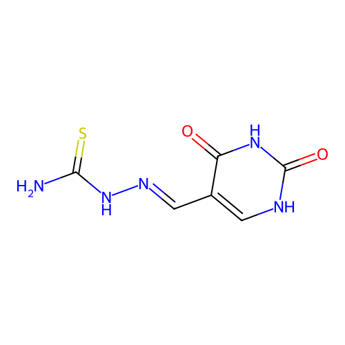 2-[(2,4-Dihydroxypyrimidin-5-yl)methylidene]hydrazine-1-carboximidothioic acid structure