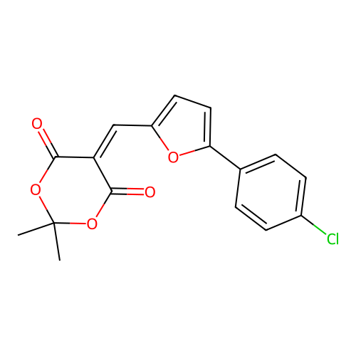 5-{[5-(4-Chlorophenyl)-2-furyl]methylene}-2,2-dimethyl-1,3-dioxane-4,6-dione structure