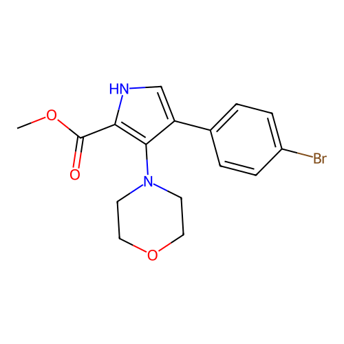 4-(p-bromophenyl)-3-morpholino-1H-pyrrole-2-carboxylic acid methyl ester structure