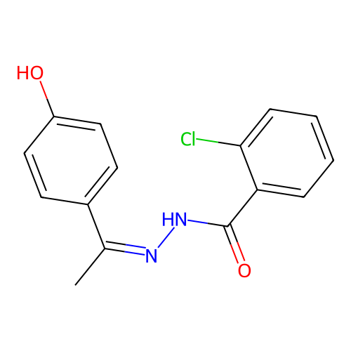 2-chloro-N-[1-(4-hydroxyphenyl)ethylideneamino]benzamide structure