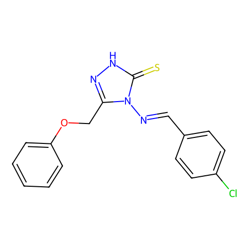 4-[(E)-(4-chlorophenyl)methylideneamino]-3-(phenoxymethyl)-1H-1,2,4-triazole-5-thione structure