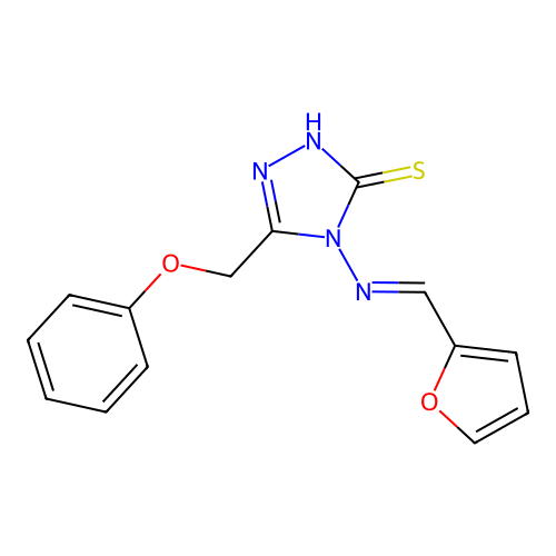 4-[(2-furylmethylene)amino]-5-(phenoxymethyl)-4H-1,2,4-triazole-3-thiol structure