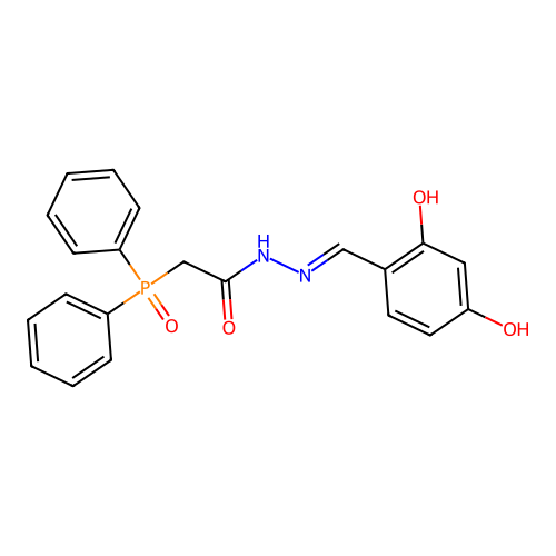 N-[(2,4-dihydroxyphenyl)methylideneamino]-2-diphenylphosphorylacetamide structure