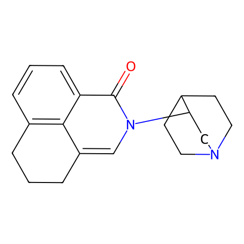 2-(1-azabicyclo[2.2.2]oct-3-yl)-2,4,5,6-tetrahydro-1H-benz[de]isoquinolin-1-one structure