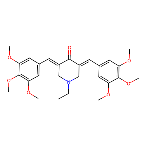 (3E,5E)-1-ethyl-3,5-bis[(3,4,5-trimethoxyphenyl)methylidene]piperidin-4-one structure