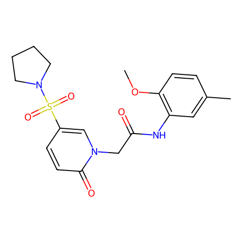 N-(2-methoxy-5-methylphenyl)-2-[2-oxo-5-(pyrrolidine-1-sulfonyl)-1,2-dihydropyridin-1-yl]acetamide structure