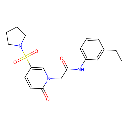 N-(3-ethylphenyl)-2-(2-oxo-5-pyrrolidin-1-ylsulfonylpyridin-1-yl)acetamide structure