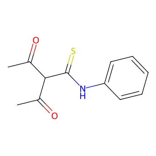 3-(N-phenylthiocarbamyl)pentan-2,4-dione structure