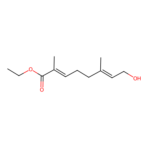 ethyl (2E,6E)-8-hydroxy-2,6-dimethylocta-2,6-dienoate structure