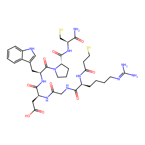 deamino-Cys-hArg-Gly-Asp-Trp-Pro-Cys-NH2 structure