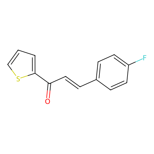 (2E)-3-(4-fluorophenyl)-1-(thiophen-2-yl)prop-2-en-1-one structure