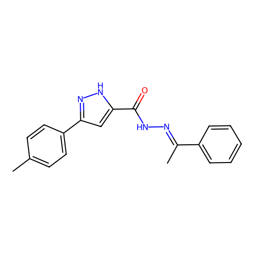 3-(4-methylphenyl)-N'-[(1E)-1-phenylethylidene]-1H-pyrazole-5-carbohydrazide structure