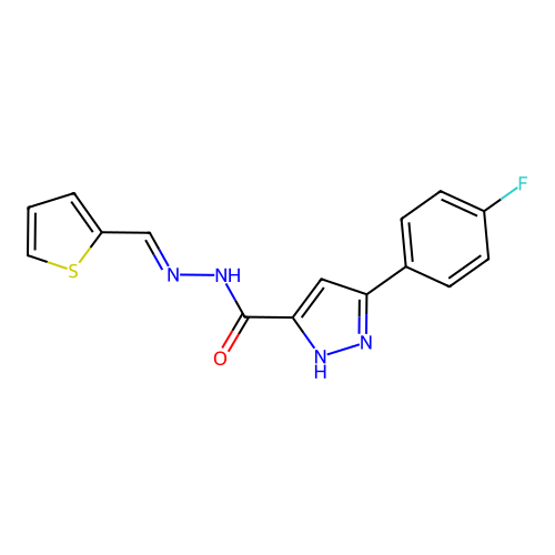 3-(4-Fluorophenyl)-N'-(2-thienylmethylene)-1H-pyrazole-5-carbohydrazide structure