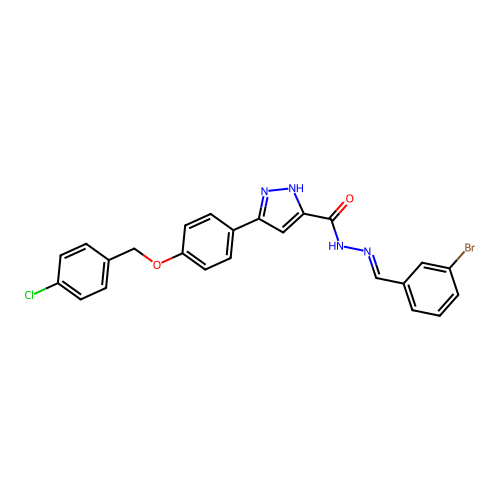 N'-(3-BR-Benzylidene)-3-(4-((4-chlorobenzyl)oxy)PH)-1H-pyrazole-5-carbohydrazide structure