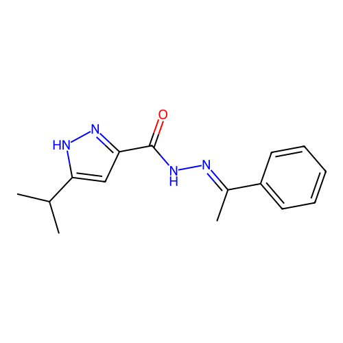 3-Isopropyl-N'-(1-phenylethylidene)-1H-pyrazole-5-carbohydrazide structure