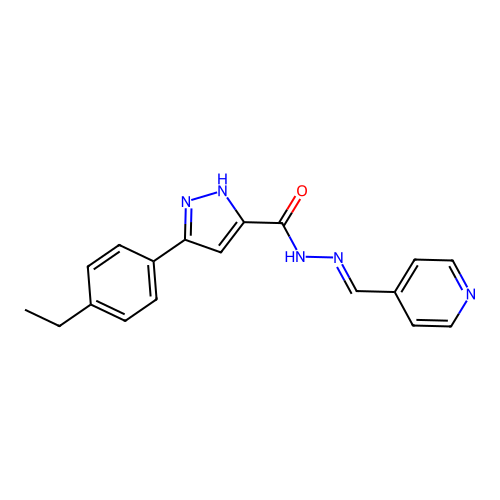 3-(4-ethylphenyl)-N'-[(E)-4-pyridinylmethylidene]-1H-pyrazole-5-carbohydrazide structure