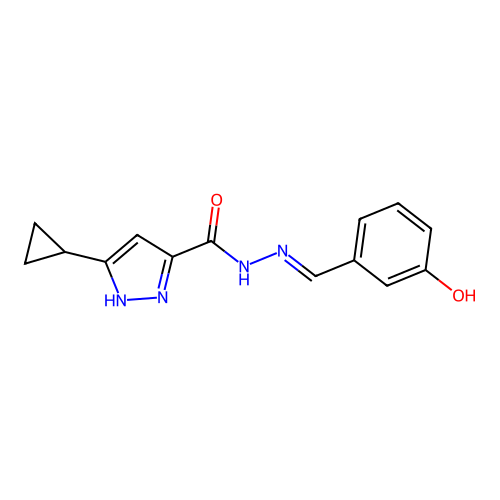 3-cyclopropyl-N'-[(E)-(3-hydroxyphenyl)methylidene]-1H-pyrazole-5-carbohydrazide structure
