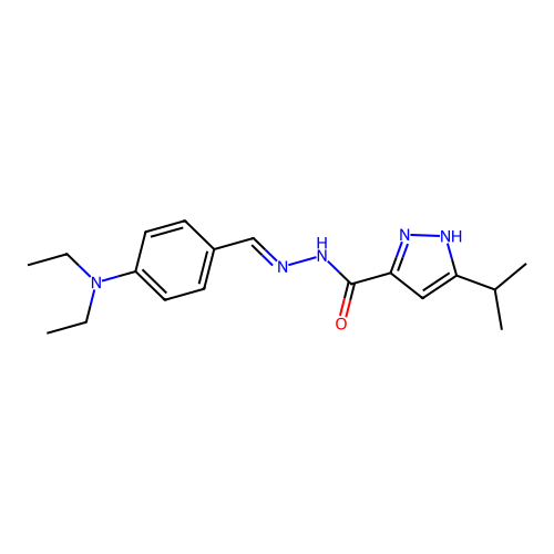 N'-{(E)-[4-(diethylamino)phenyl]methylidene}-3-isopropyl-1H-pyrazole-5-carbohydrazide structure