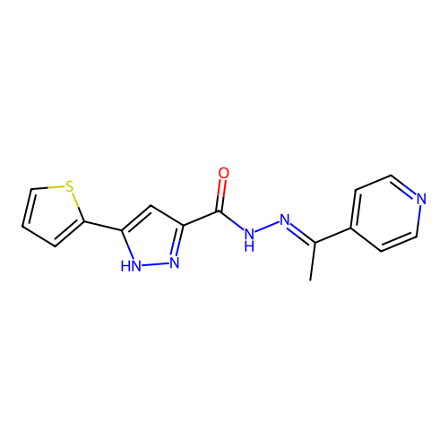 N'-[(E)-1-(4-pyridinyl)ethylidene]-3-(2-thienyl)-1H-pyrazole-5-carbohydrazide structure